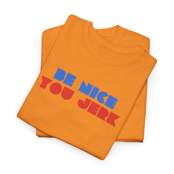 Retro Tee, Vintage Tshirt, Unisex Shirt, Bold Graphic Tee, Be Nice You Jerk, Funny Tee
