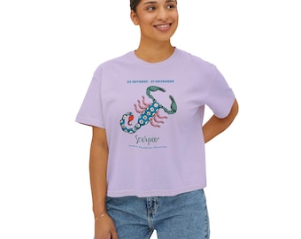 Skorpion Sternzeichen-T-Shirt: Mystisches Skorpion Design, Boxy Crop Top
