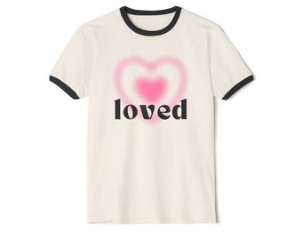 Neon Herz LOVED Unisex T-Shirt, Pink Love T-Shirt, Herz Grafik Shirt, Valentinstag Geschenk, Wecker T-Shirt