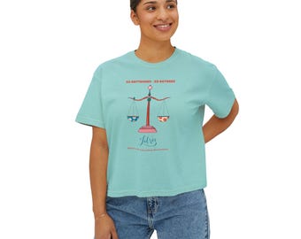 Waage-Tierkreis-T-Shirt: Balanced-Scales-Astrologie-T-Shirt, Boxy Fit