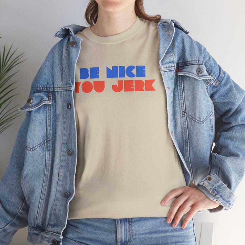 Retro Tee, Vintage Tshirt, Unisex Shirt, Bold Graphic Tee, Be Nice You Jerk, Funny Tee image 17