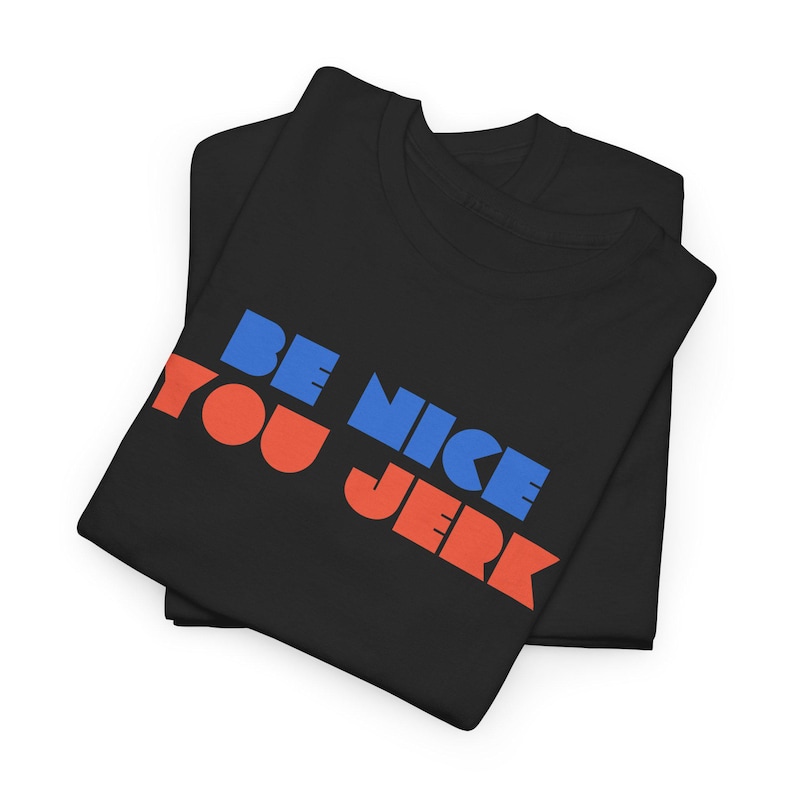 Retro Tee, Vintage Tshirt, Unisex Shirt, Bold Graphic Tee, Be Nice You Jerk, Funny Tee image 8