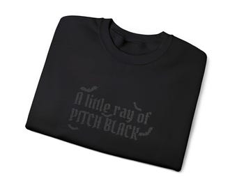 Gothic Embroidered Sweatshirt: Bats & Old English Lettering