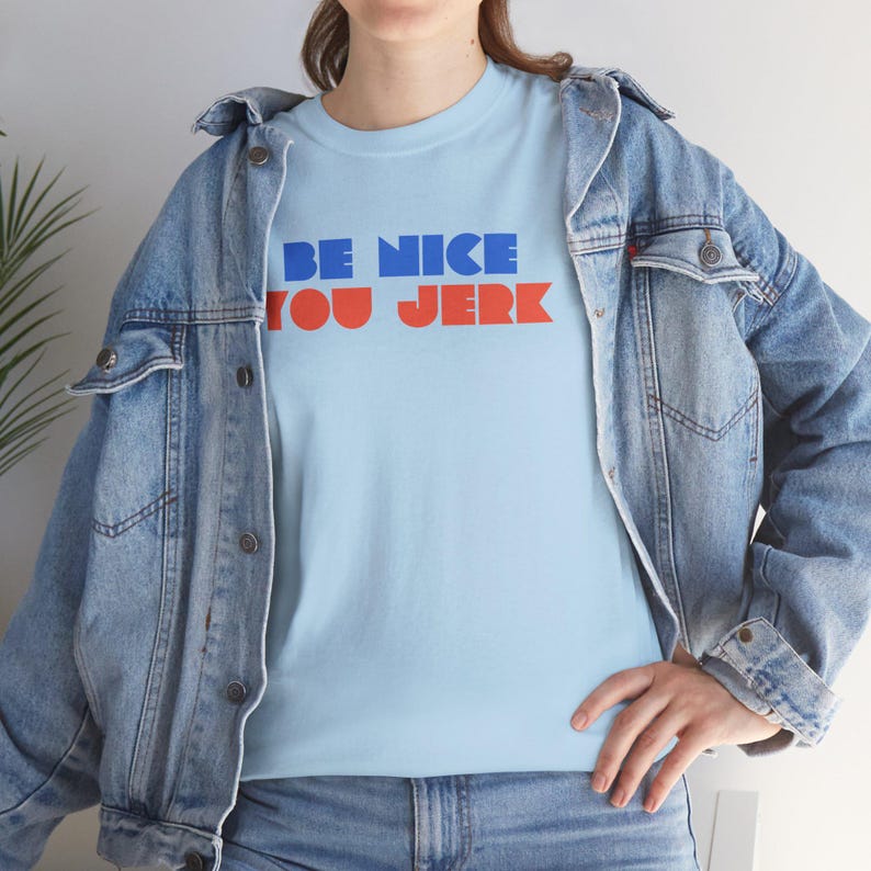 Retro Tee, Vintage Tshirt, Unisex Shirt, Bold Graphic Tee, Be Nice You Jerk, Funny Tee image 19