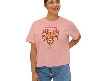 Widder Sternzeichen Boxy Tee: Kühnes Widder Motiv, Astrologie Geschenk