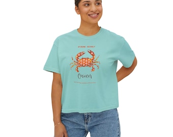 Krebs Sternzeichen Boxy Tee: Pflegende Krabbe Design, Astrologie Geschenk