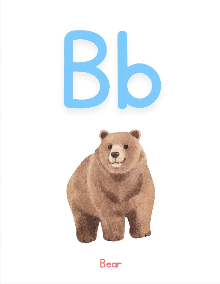 Animal Alphabet Cards - Digital Download, Alphabet Flash Cards ...