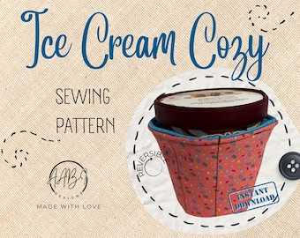Patrón de costura para funda de helado / Descarga digital en PDF / Reversible / Reutilizable / Fácil de hacer a mano / Hazlo tú mismo