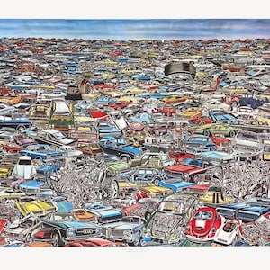 Gudmundur ERRO Carscape 1974 signerad affisch