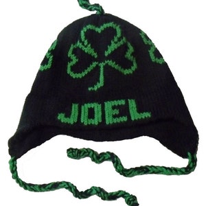 Personalized Earflap Hat Shamrocks image 1