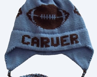 Personalized Earflap Hat - Footballs