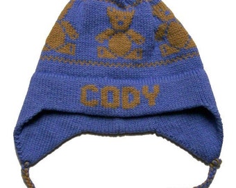 Personalized Earflap Hat - Teddy Bears
