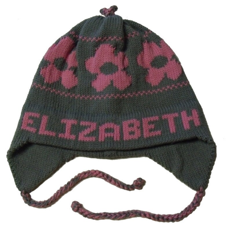 Personalized Earflap Hat Daisies image 1