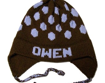 Personalized Earflap Hat - Polka Dots