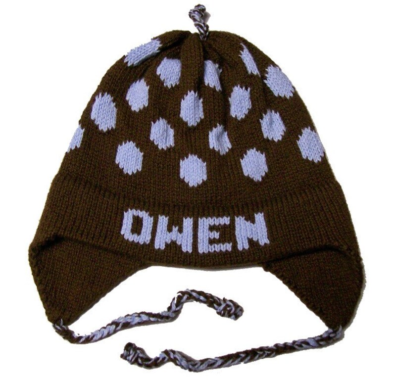 Personalized Earflap Hat Polka Dots image 1