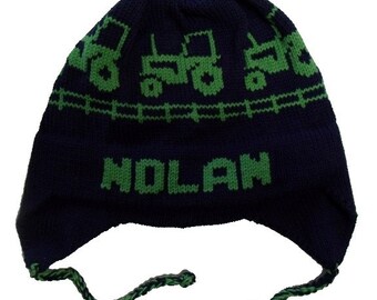 Personalized Earflap Hat - Tractors