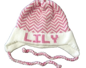 Personalized Earflap Hat - Chevron