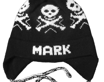 Personalized Earflap Hat - Skulls