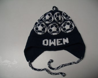 Personalized Earflap Hat - Soccer