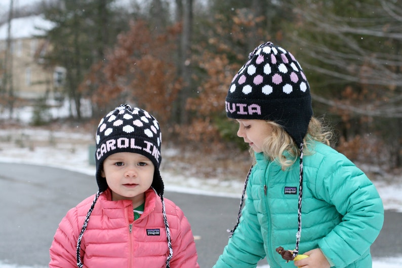 Personalized Earflap Hat Polka Dots image 4