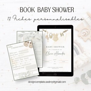 Book Baby Shower / 12 modèles personnalisables / Template invitation naissance