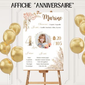 女の子向けのパーソナライズされた誕生日ポスター / 子供の誕生日パーティー / シックな誕生日ポスター / フランスの誕生日デコレーション
