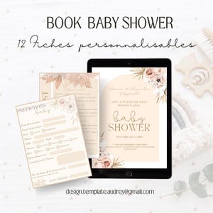 Book Baby Shower / 12 modèles personnalisables / Template invitation naissance