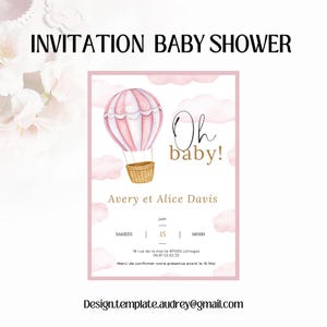 Carte d'invitation Baby Shower / modèle carton d'invitation / Template Baby shower