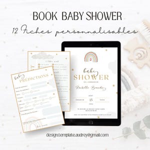 Book Baby Shower / 12 modèles personnalisables / Template invitation naissance