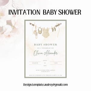 Carte d'invitation Baby Shower / modèle carton d'invitation / template Baby shower