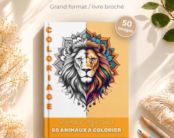 Majestic Animal Coloring Pages / Large Format Coloring Pages for Adults and Teens / Anti-Stress Mandala Coloring Pages / Animal World Coloring Pages