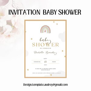 Carte d'invitation Baby Shower / modèle carton d'invitation / Template Baby shower