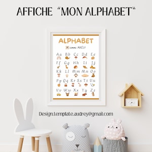 Póster decorativo del alfabeto / Plantilla personalizable para póster del alfabeto infantil / Plantilla de aprendizaje para jardín de infantes