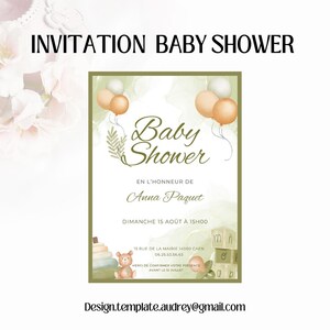 Carte d'invitation Baby Shower / modèle carton d'invitation / Template Baby shower