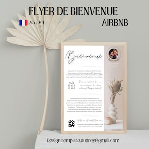 Flyer de bienvenue AIRBNB / Mot de bienvenue location saisonnière / affiche de bienvenue français gîte / modèle flyer conciergerie