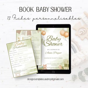 Book Baby Shower / 12 modèles personnalisables / Template invitation naissance