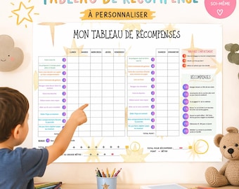 Child reward chart / Child daily chore poster / Child weekly planner / Child responsibility poster