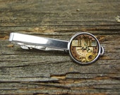 Steampunk Aviation Beetle Gears Brass Cooper Tie Clip-Silver-Tie Clip Box-Gift Box-USA-Wedding-Keepsake-Man-Groom-Groomsmen-Men Gift-Pilot