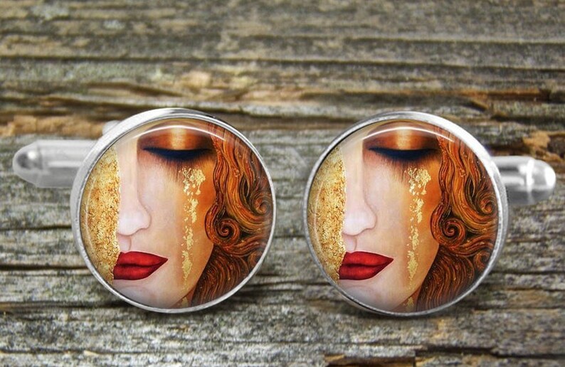 Klimt Woman Crying Tie Clip-NecklaceTie Clip-Tieclip-Klimt Golden Tears-Klimt Painting Jewelry