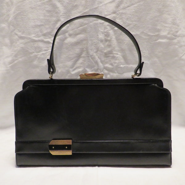 Elegant Black Art Deco Handbag 1940's.