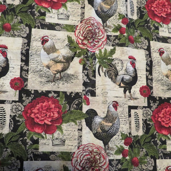 French Rooster by Suzanne Nicoll. 1/2 Yard.