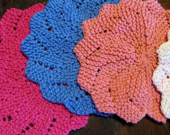 Hand Knit Cotton Dish Cloths