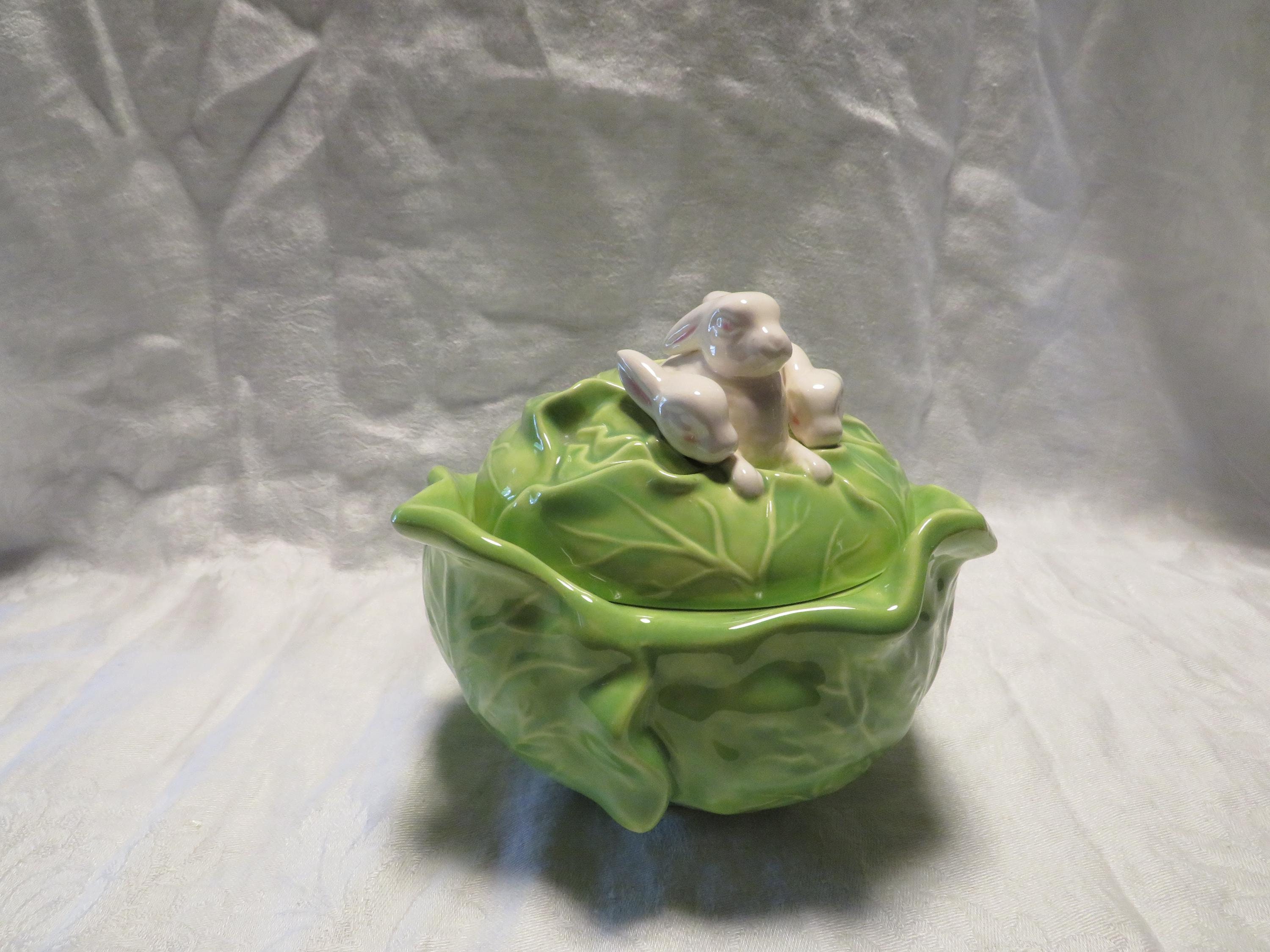 希少 ❗️陶器製 Dutch Rabbit Cabbage Leaf Tray Raz 8