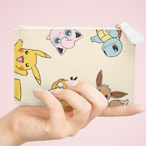 Lindo mini bolso de mano de Pokémon, bolso de mano con cremallera de dibujos animados kawaii, cartera pequeña para niñas, bolso de regalo geek, bolso de mano de maquillaje nerd.