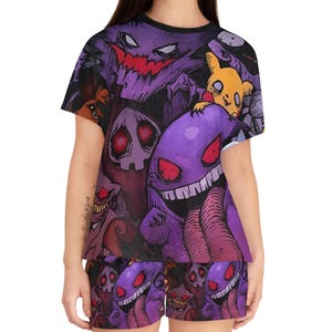 Anime Pyjama Set: Gespenster Print, Kawaii Loungewear