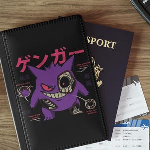 Cartoon Genga Faux Leather Passport Cover: RFID Travel Wallet