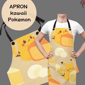 Delantal Kawaii Pokemon, Delantal de cocina de anime para amantes de la comida / Delantal de chef divertido, Regalo de cocina, Delantal personalizado