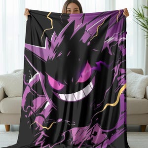 gengarPokemon Blanket, Anime Fans & Bedroom Decor - Soft Fleece Blanket for Gifts"bedroom Decor Soft Fleece Blanket for Gifts"