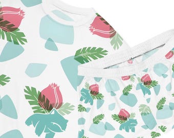 Anime Pajama Set: Ghost-Type Creature Print, Kawaii Loungewear