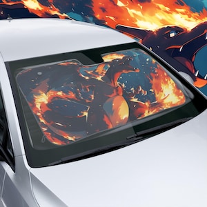 Risadon Pokemon Car Sun Shade,Cute Anime Auto Windshield Cover ,Cartoon Sunshade,UV Protection Car Accessory | Gift for Anime Fans